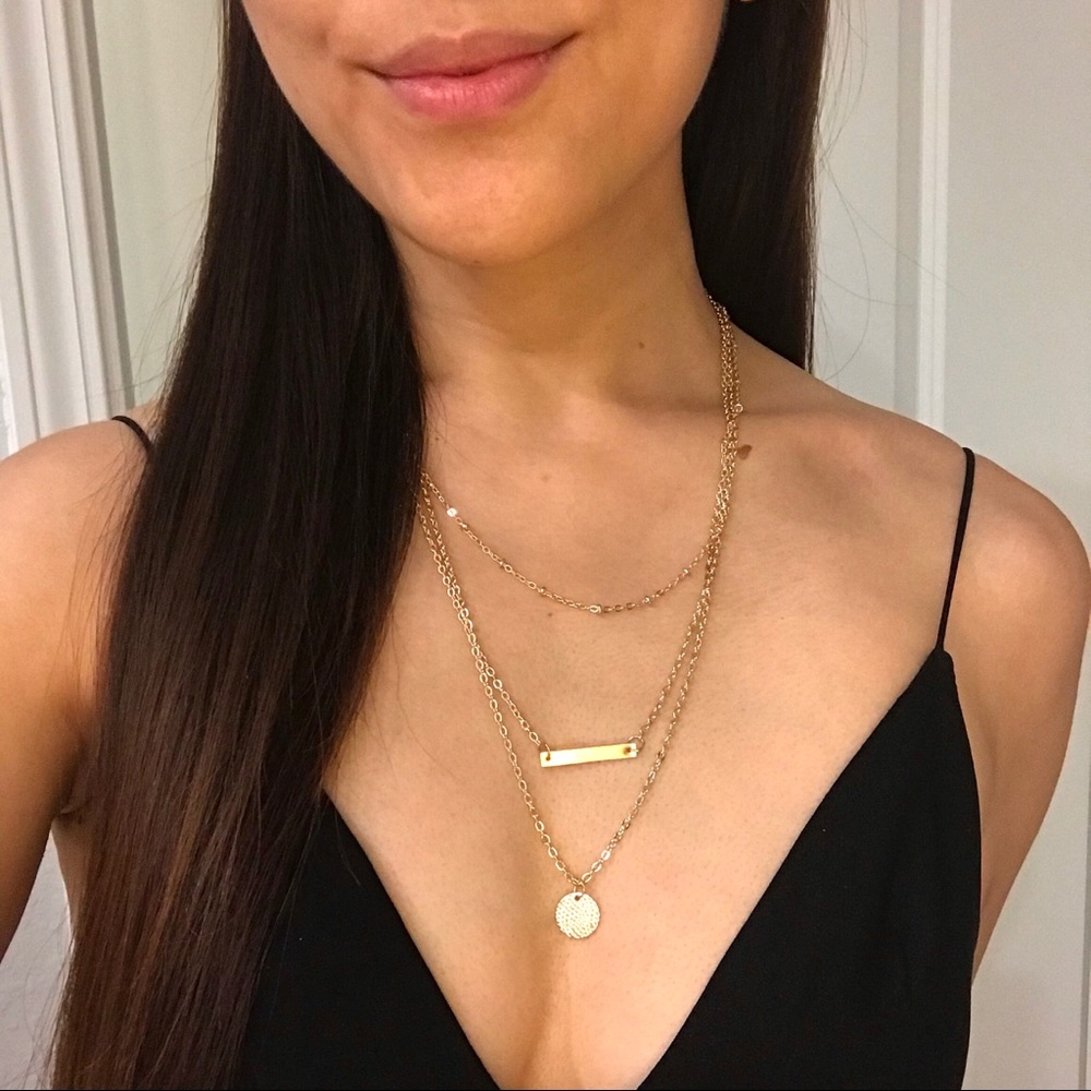 Lulu’s Bohemian 3-Tier Layered Indie Gold Necklace